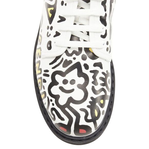 Fendi Mr Doodle logo graffiti print laced combat ankle boot - Picture 6 of 6